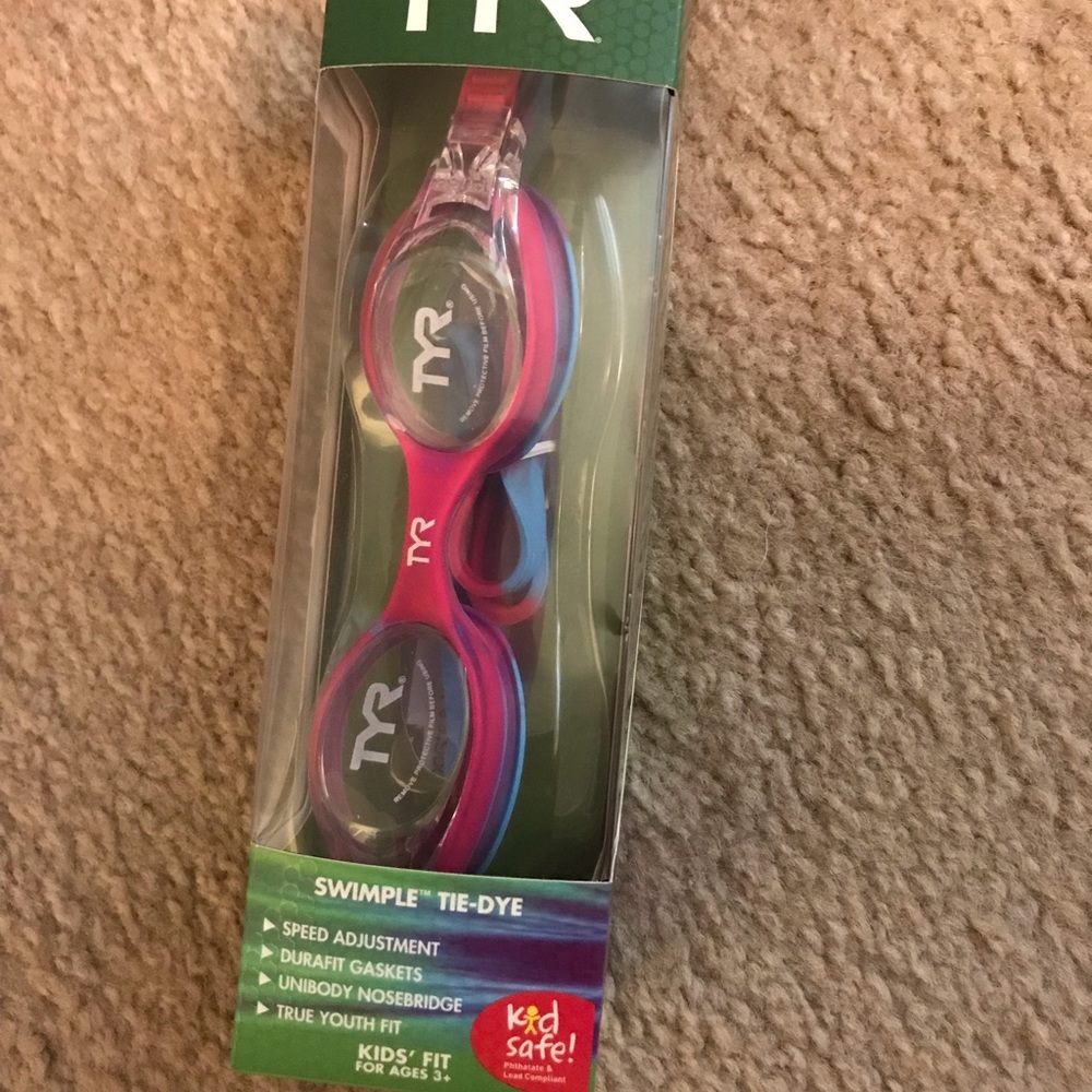 TYR youth girls pink purple swim goggles